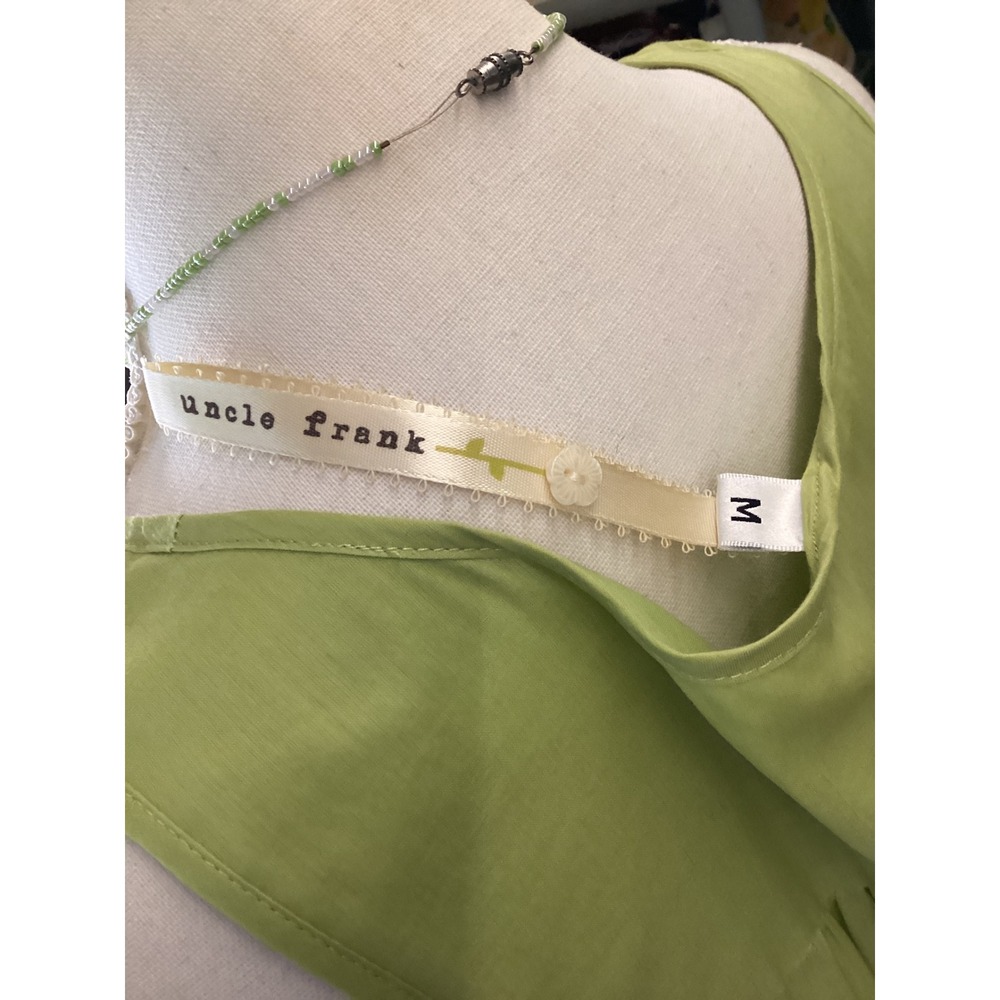Uncle Frank Lime Green Tiered Scalloped Embroidered Cotton Babydoll Dress Medium - Picture 3 of 4